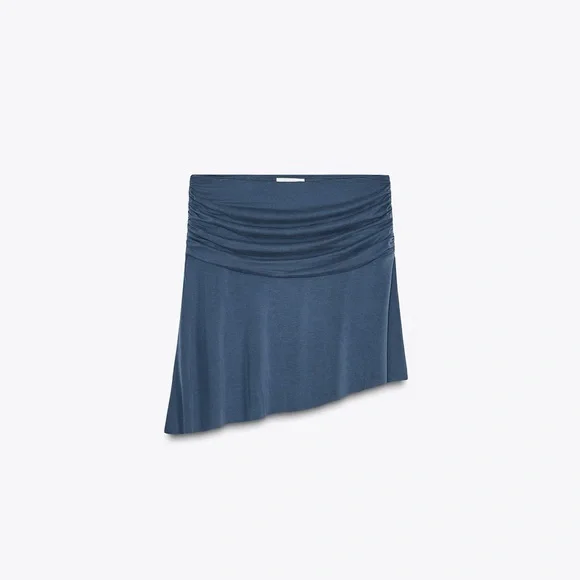 ZARA Blue Ruched skirt - Picture 2 of 2